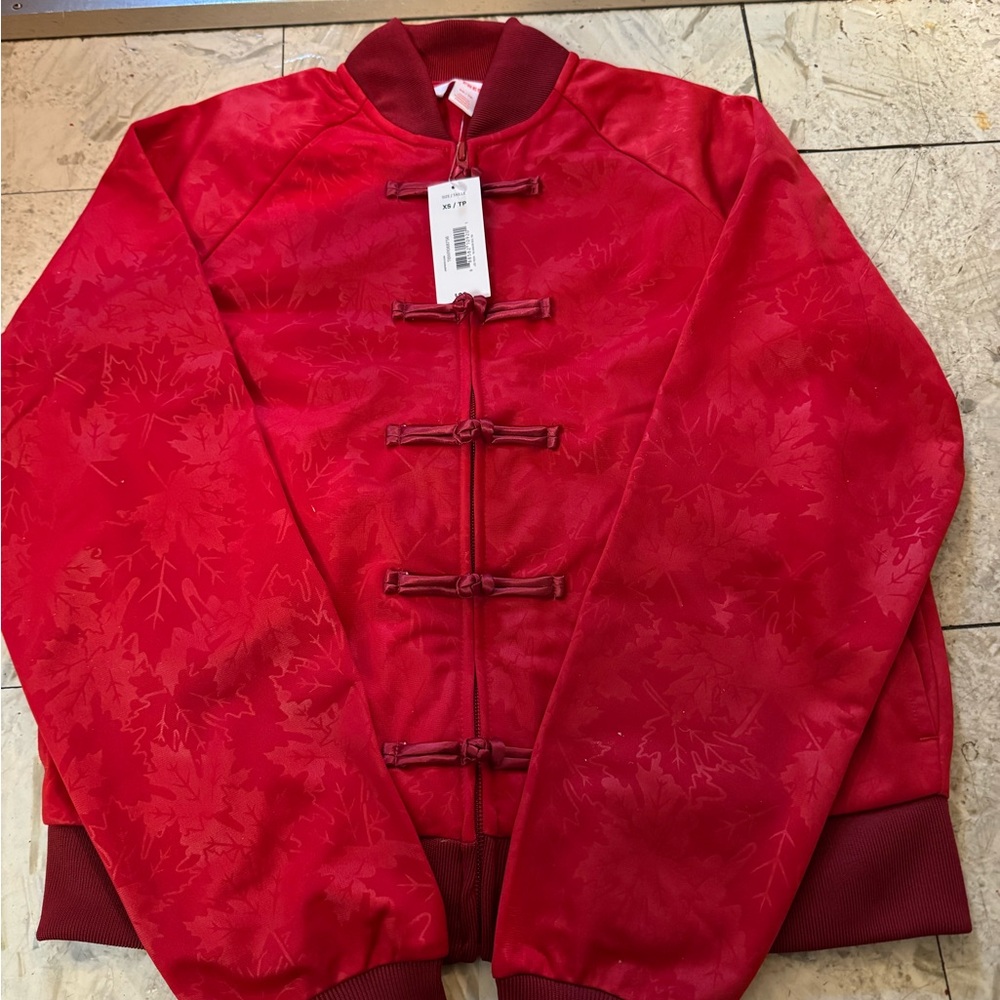 Joe Fresh Lunar New Year Red Bomber Jacket with Leaf Pattern - SOLD OUT